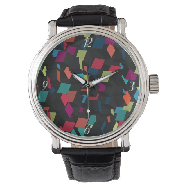 Trendy Abstract Geometric Cube Pattern Horloge (Voorkant)