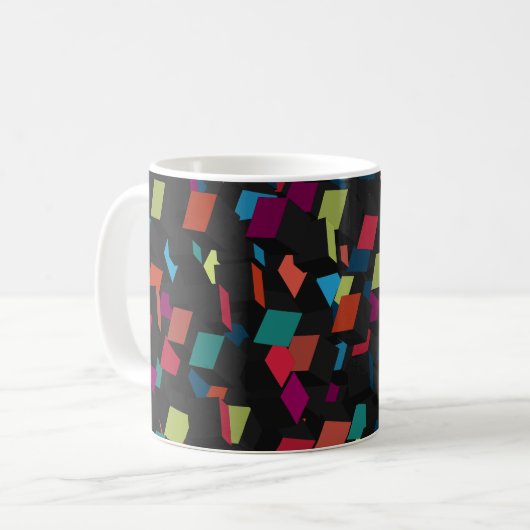 Trendy Abstract Geometric Cube Pattern Koffiemok (Voorkant links)