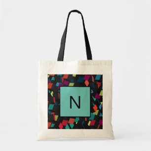 Trendy Abstract Geometric Cube Pattern Monogram Tote Bag