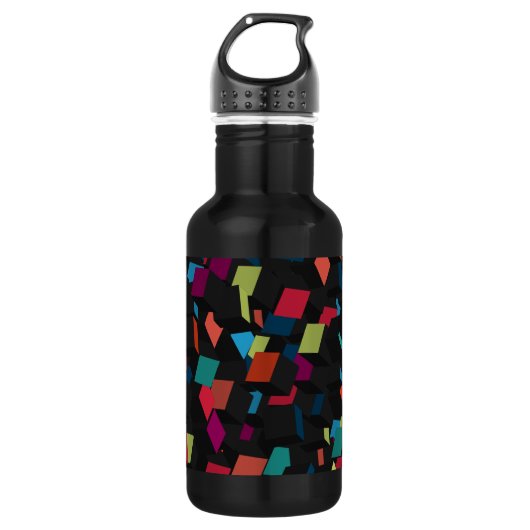 Trendy Abstract Geometric Cube Pattern Waterfles (Voorkant)