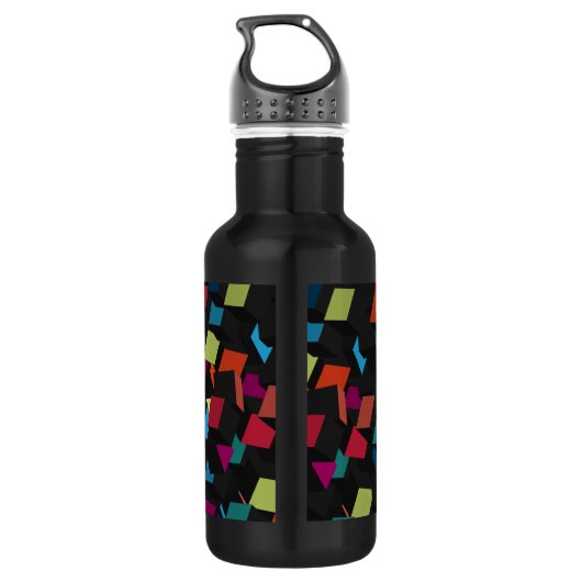 Trendy Abstract Geometric Cube Pattern Waterfles (Achterkant)