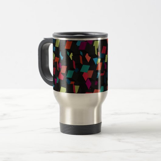 Trendy abstract geometrisch kubuspatroon reisbeker (Voorkant links)
