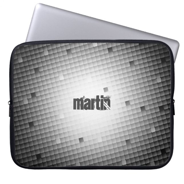 Trendy Abstract geometrisch patroon met monogram L Laptop Sleeve (Voorkant)