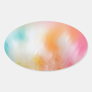 Trendy Abstract Kleurrijk Roze Rood Geel Blauw Ovale Sticker