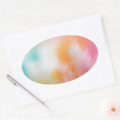 Trendy Abstract Kleurrijk Roze Rood Geel Blauw Ovale Sticker (Envelop)