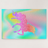 Trendy Abstract Kleurrijke Glitter Eenhoorn Legpuzzel (Horizontaal)