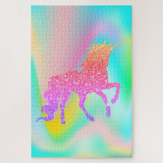 Trendy Abstract Kleurrijke Glitter Eenhoorn Legpuzzel (Verticaal)