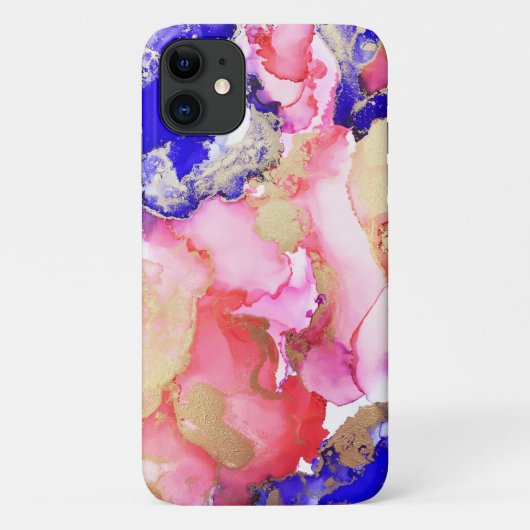 Trendy Abstract Liquid Swirls Paarse Pink Gold Case-Mate iPhone Case (Achterkant)