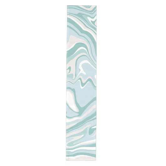 Trendy Abstract Mint Blue Turquoise Marmer Swirl Medium Tafelloper (Voorkant)