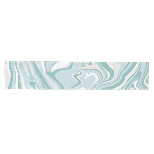 Trendy Abstract Mint Blue Turquoise Marmer Swirl Medium Tafelloper (Horizontaal)
