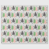 Trendy Abstract modern kerstboompatroon Cadeaupapier (Vlak)