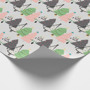 Trendy Abstract modern kerstboompatroon Cadeaupapier