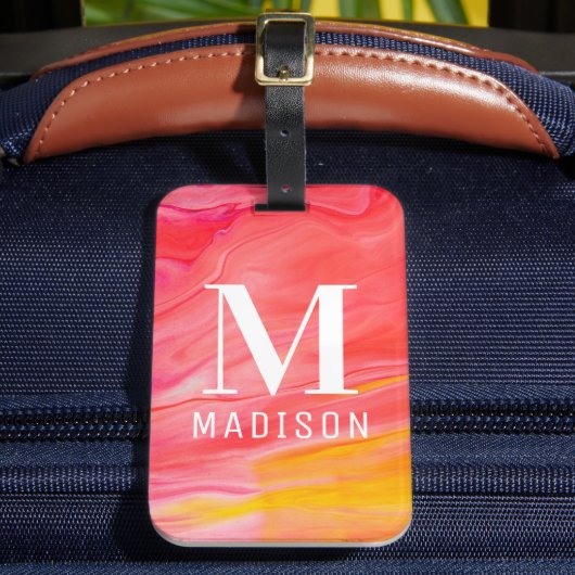 Trendy Abstract Monogram Naam Reis Cadeau Bagagelabel (Voorkant Insitu 2)