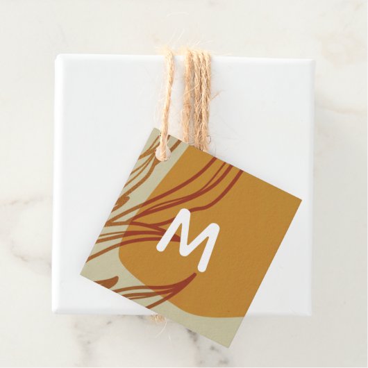 Trendy Abstract Monogram Zelfgemaakte Business Rus Bedankjes Labels (In situ)