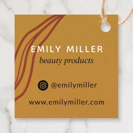 Trendy Abstract Monogram Zelfgemaakte Business Rus Bedankjes Labels (Achterkant)