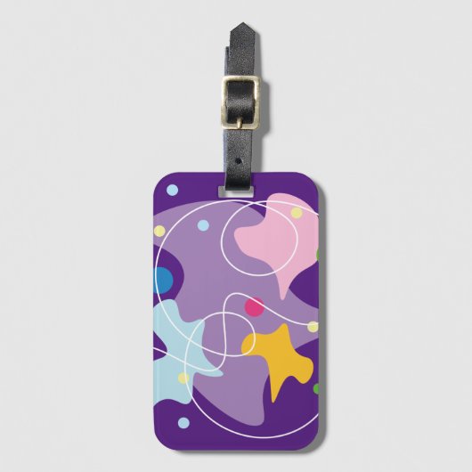 Trendy abstract motief in paarse en blauwe kleuren bagagelabel (Voorkant (verticaal))