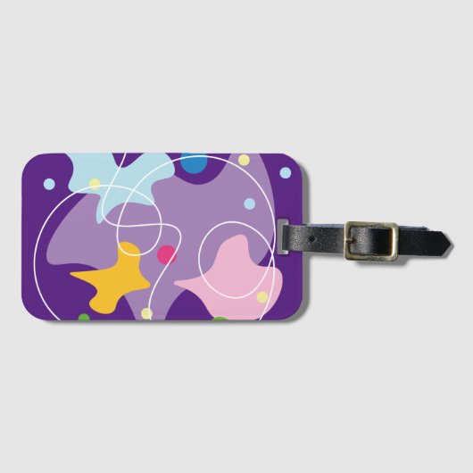 Trendy abstract motief in paarse en blauwe kleuren bagagelabel (Voorkant (horizontaal))