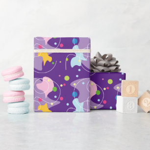 Trendy abstract motief in paarse en blauwe kleuren cadeaupapier