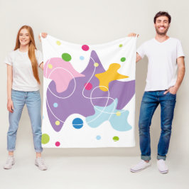 Trendy abstract motief in paarse en blauwe kleuren fleece deken