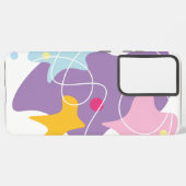 Trendy abstract motief in paarse en blauwe kleuren samsung galaxy hoesje (Linkerkant)