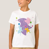 Trendy abstract motief in paarse en blauwe kleuren t-shirt (Voorkant)