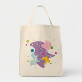 Trendy abstract motief in paarse en blauwe kleuren tote bag