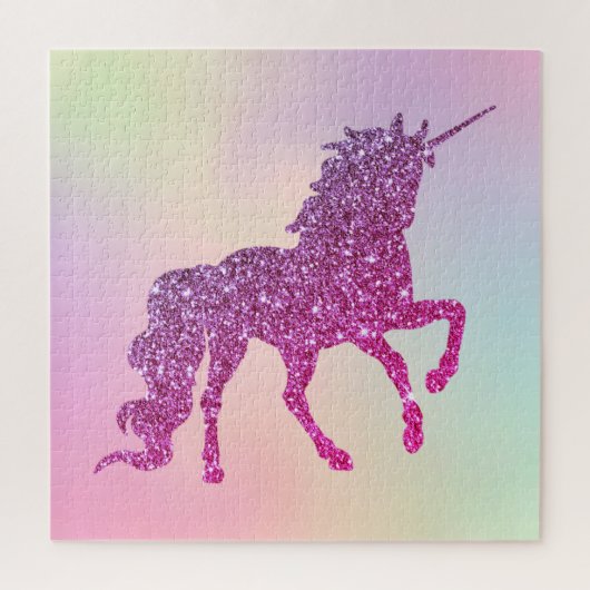 Trendy Abstract Ombre Glitter Unicorn Legpuzzel (Verticaal)