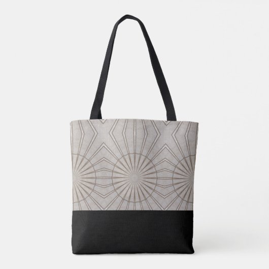 Trendy Abstract Pattern Monogram Brown Black Tote Bag (Achterkant)