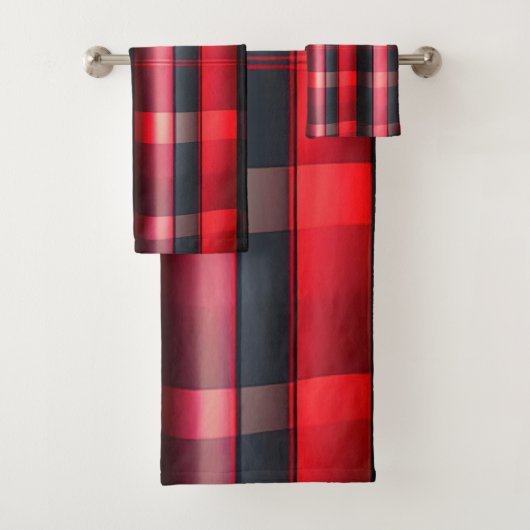 Trendy Abstract Red Black Plays Collectie Bad Handdoek (Insitu)