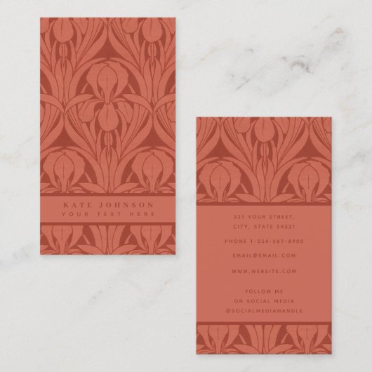 Trendy Abstract Retro  Bloemen Terracotta Visitekaartje (Voorkant / Achterkant)