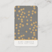 Trendy Abstract Retro  Grijs Goud QR Code Visitekaartje (Voorkant)