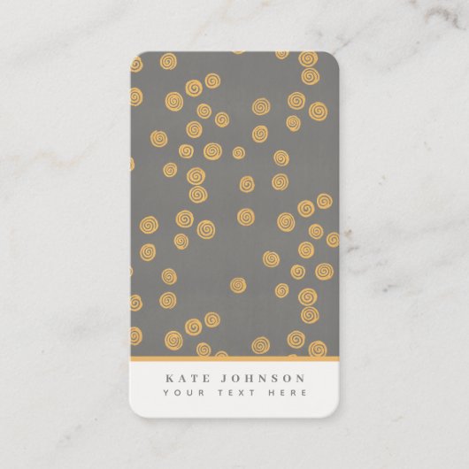 Trendy Abstract Retro Grijs Goud QR Code Visitekaartje (Voorkant)