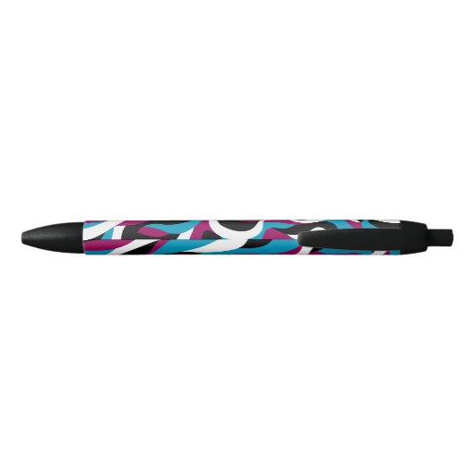 Trendy Abstract Retro Wavy minimalist Whimsical Zwarte Inkt Pen (Achterkant)