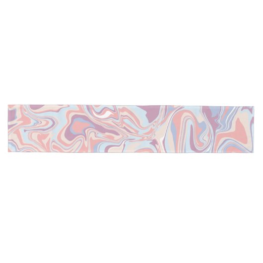 Trendy Abstract Roze Blush Blue Marble Swirl Medium Tafelloper (Horizontaal)