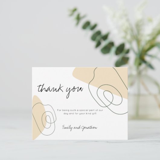Trendy Abstract Shapes Script Wedding Dank u Briefkaart (Staand voorkant)
