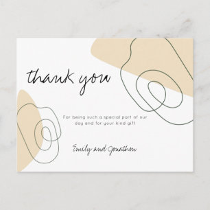 Trendy Abstract Shapes Script Wedding Dank u Briefkaart