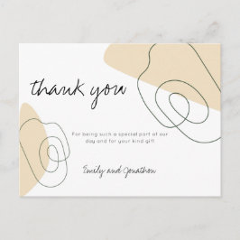 Trendy Abstract Shapes Script Wedding Dank u Briefkaart