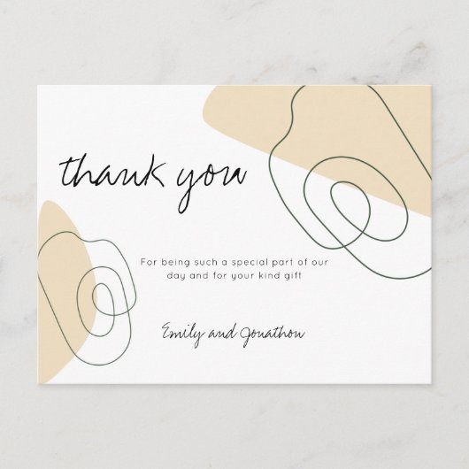 Trendy Abstract Shapes Script Wedding Dank u Briefkaart (Voorkant)