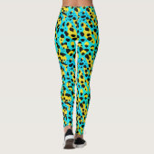 Trendy Abstract turquoise geel luipaard patroon Leggings (Achterkant)