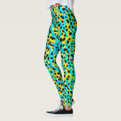 Trendy Abstract turquoise geel luipaard patroon Leggings (Links)
