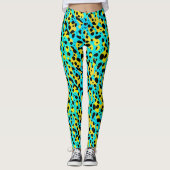 Trendy Abstract turquoise geel luipaard patroon Leggings (Voorkant)