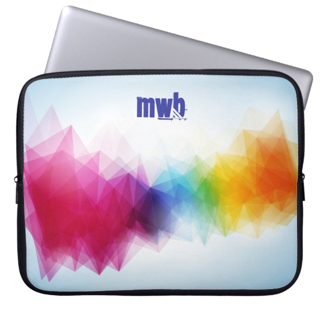 Trendy Abstract veelhoekig patroon met monogram Laptop Sleeve (Voorkant)