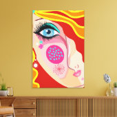Trendy Abstract Whimsical Artsy Face Eye Canvas (Insitu (Woonkamer))