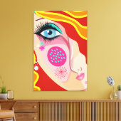 Trendy Abstract Whimsical Artsy Face Eye Canvas (Insitu (Woonkamer))