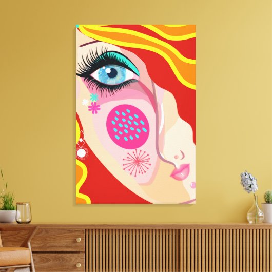 Trendy Abstract Whimsical Artsy Face Eye Canvas (Insitu (Woonkamer))