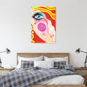 Trendy Abstract Whimsical Artsy Face Eye Canvas Afdruk (Insitu (Slaapkamer))