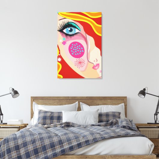 Trendy Abstract Whimsical Artsy Face Eye Canvas Afdruk (Insitu (Slaapkamer))