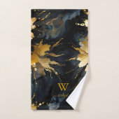 Trendy abstract zwart goud marmer bad handdoek (Handdoek)