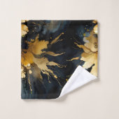 Trendy abstract zwart goud marmer bad handdoek (Wasdoekje)