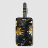 Trendy abstract zwart goud marmer bagagelabel (Voorkant (verticaal))